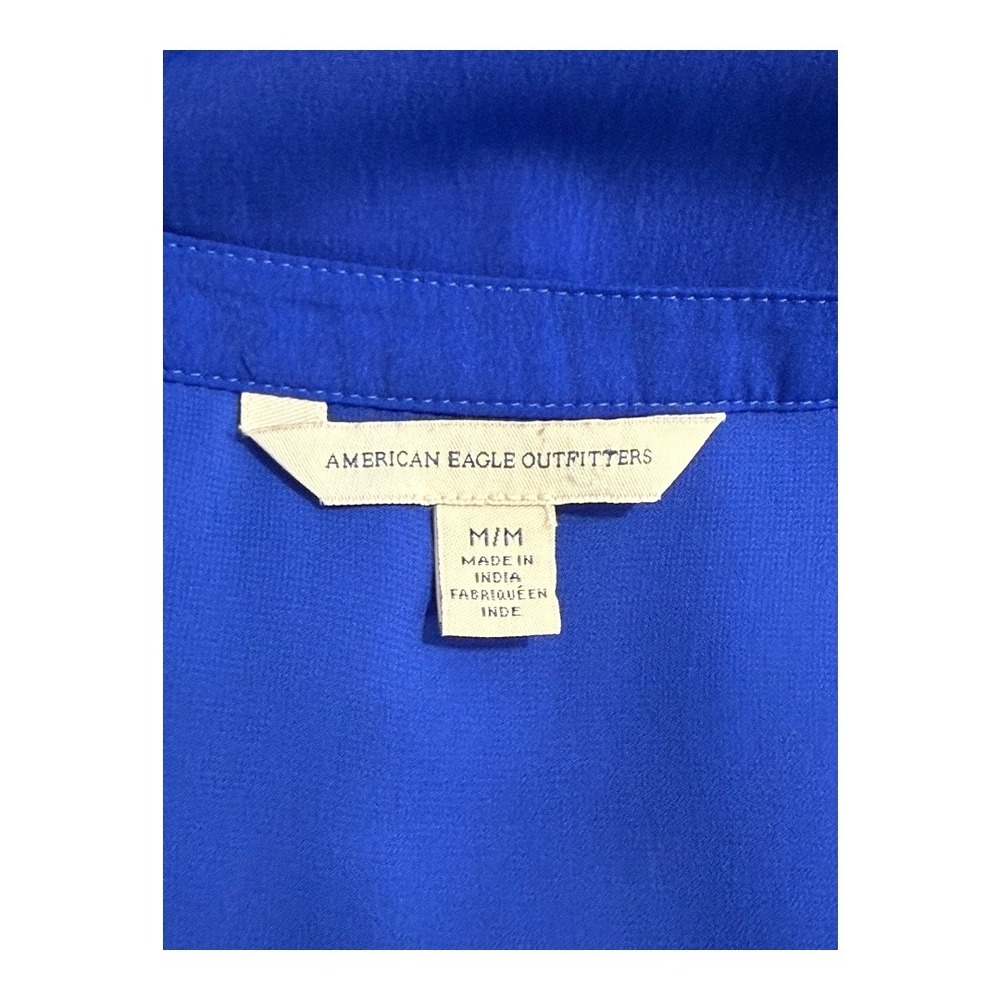 American Eagle Outfitters Blue Sleeveless Blouse Tie Front Top Medium - Picture 4 of 7
